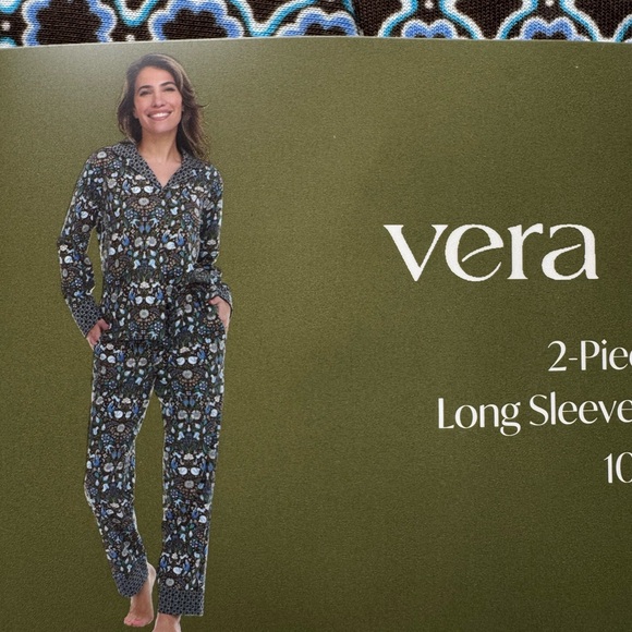 Vera Bradley Black and Blue Floral Pajama Set - Picture 4 of 4